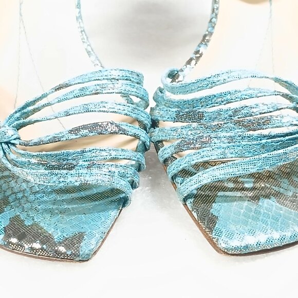 Kate Spade NY Teal Snakeskin Print Metallic Strappy Pumps Heels Size 8 VGUC - Picture 10 of 16